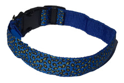 Blue LED Dog Collar with Leopard Print