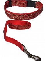 Red LED Dog Collar with Leopard Print