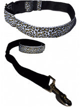 White LED Dog Collar with Leopard Print